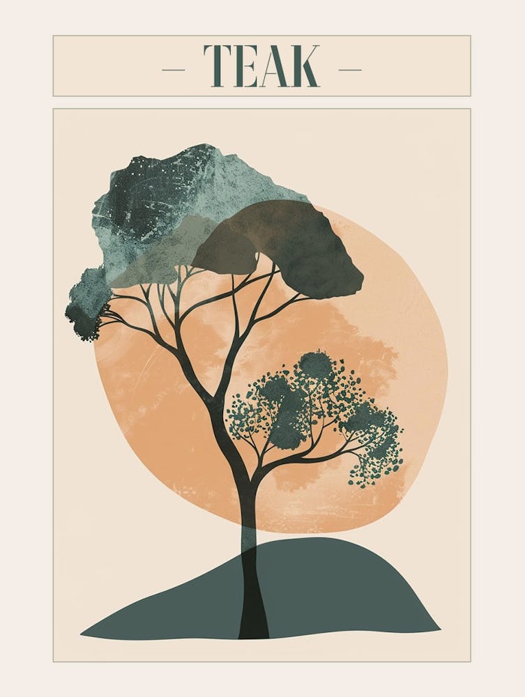Teak Tree Minimal Japandi Illustration 3 Poster