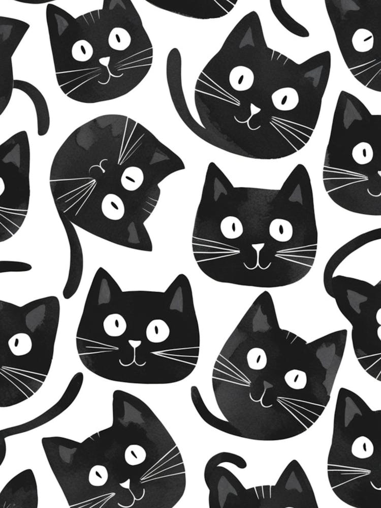 Black Cats Seamless Pattern