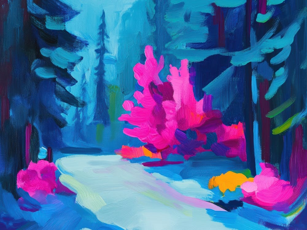 Pink Trees In The Forest