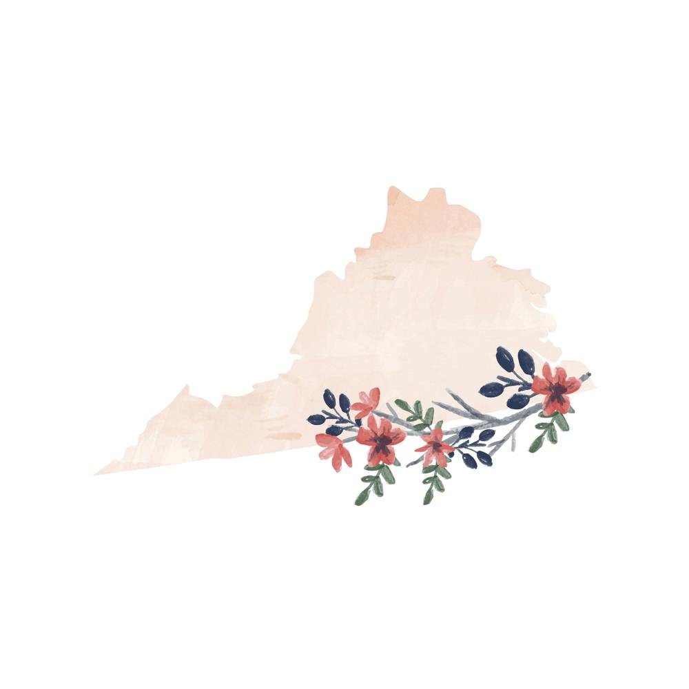 Virginia Watercolor Floral State