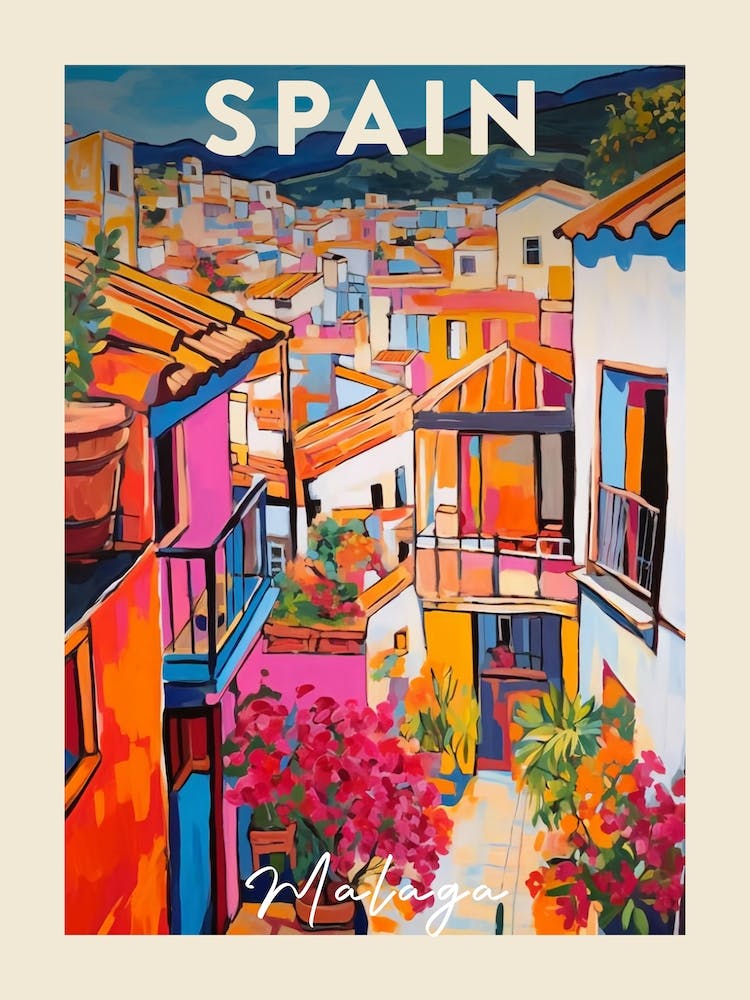Malaga Spain 2 Fauvist Painting  Travel Poster