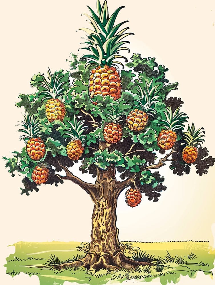 Pineapple Tree Storybook Illustration 1