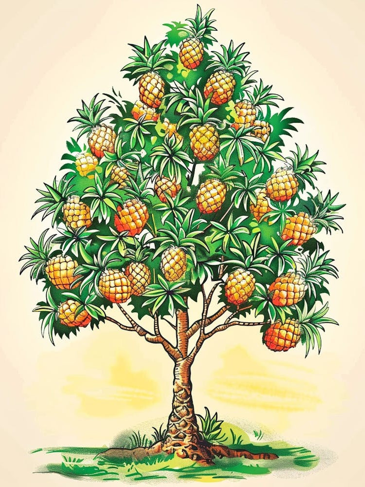 Pineapple Tree Storybook Illustration 3