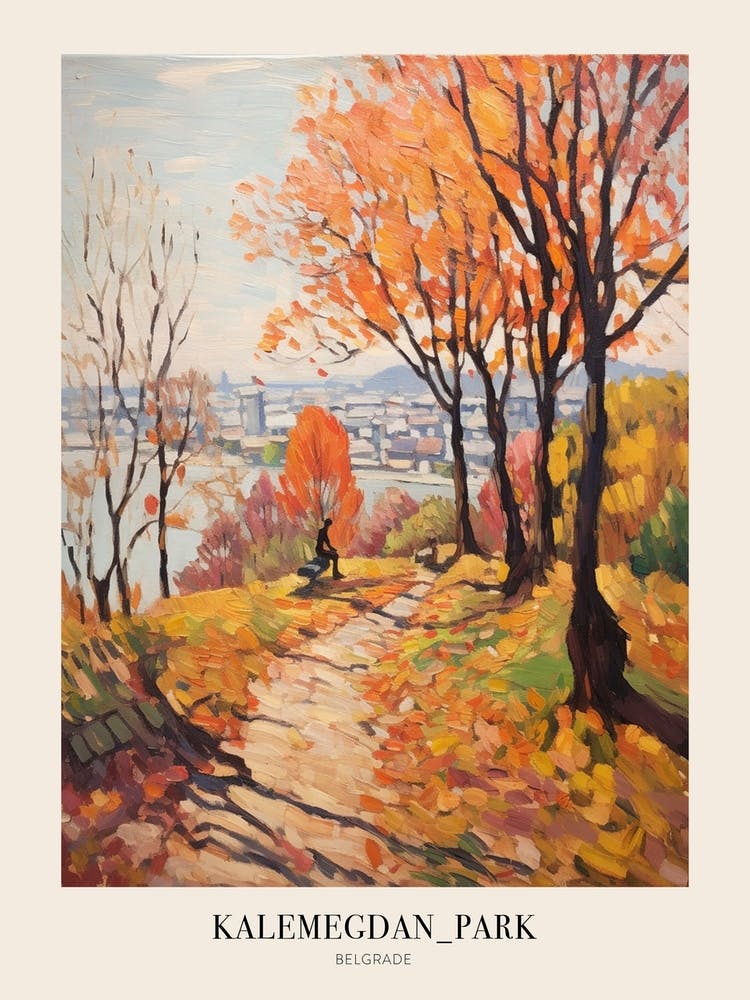 Autumn City Park Painting Kalemegdan Park Belgrade Serbia 4 Poster