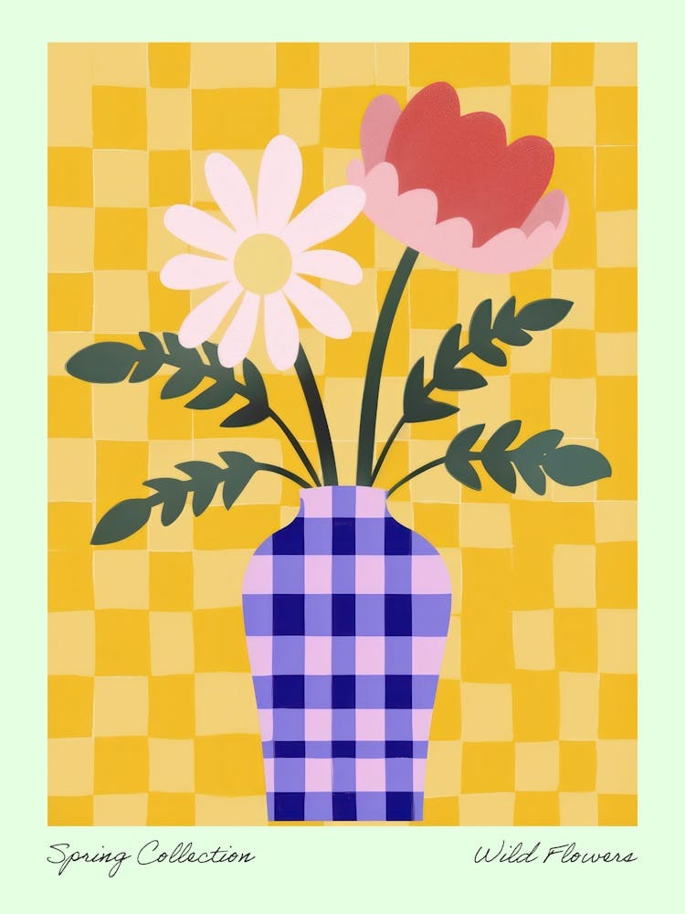 Spring Collection Wild Flowers Blue Tones In Vase 7