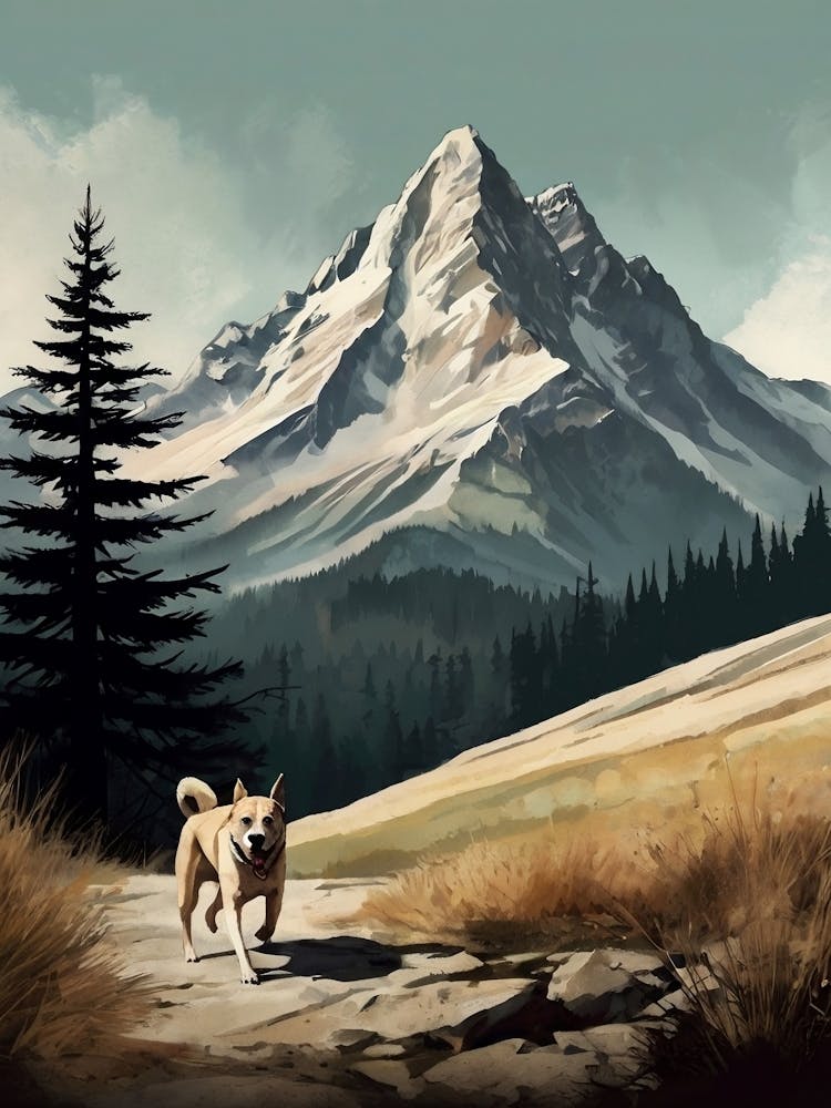 Dog Walking In The Mountains