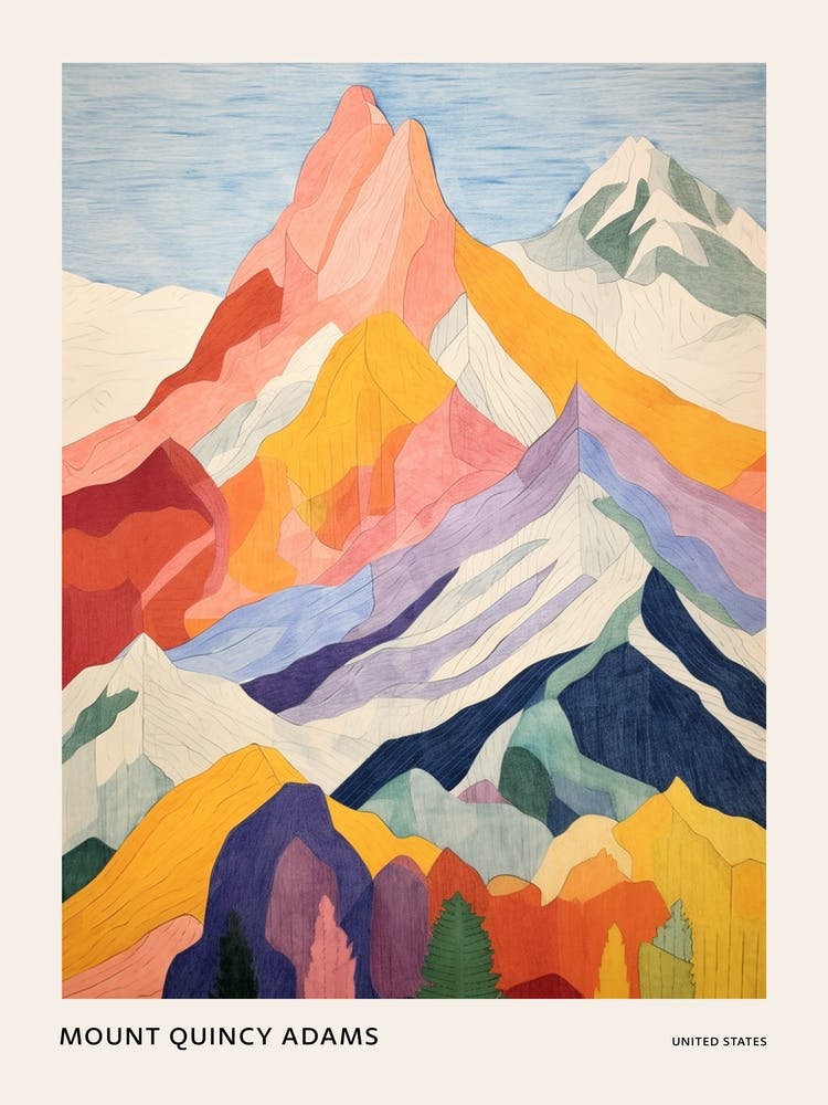 Mount Quincy Adams United States 2 Colourful Mountain Illustration Poster
