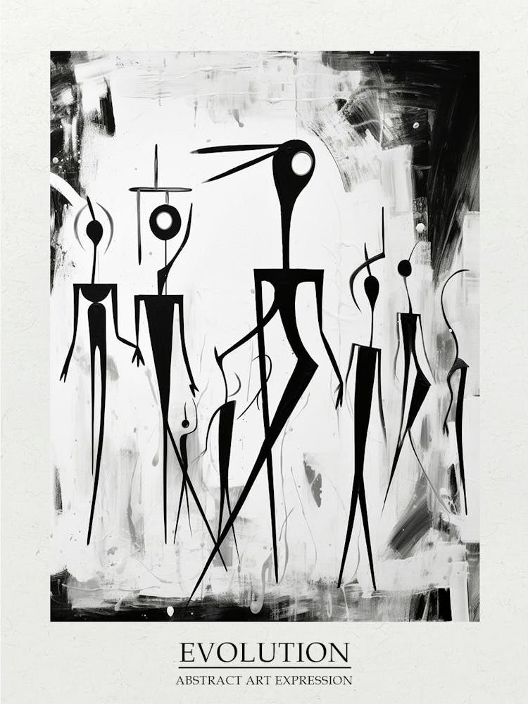 Evolution Abstract Black And White 3 Poster