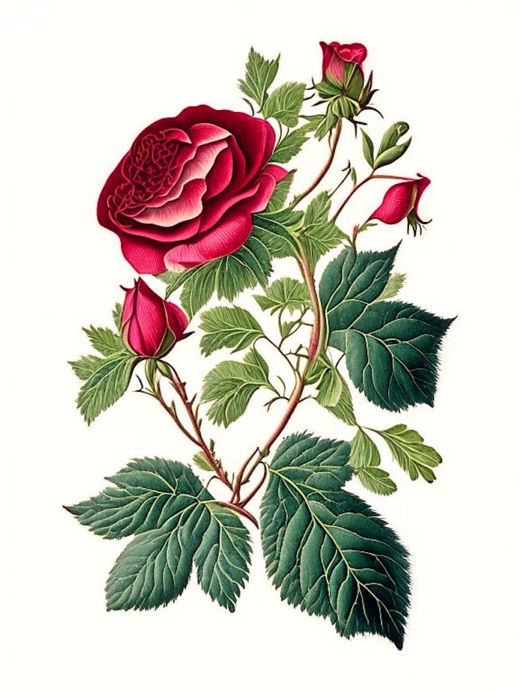 Wild Rose Wildflower Vintage Botanical 2