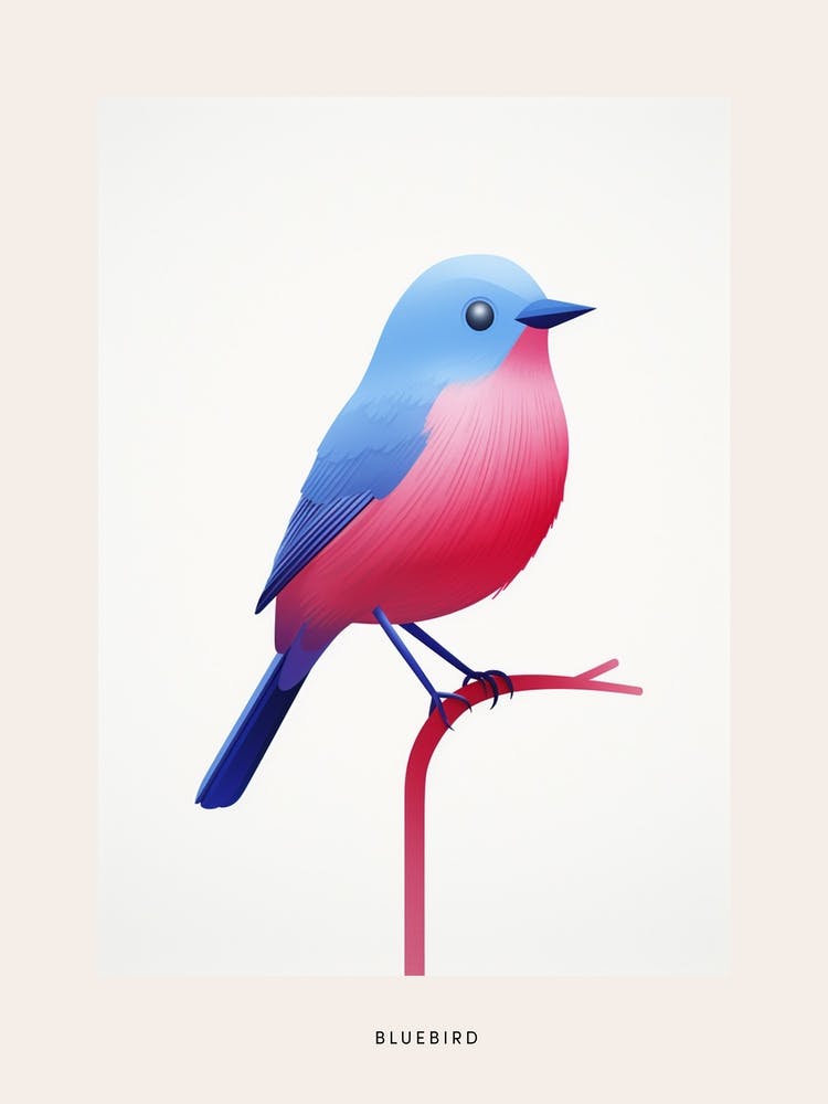 Minimalist Bluebird 2 Bird Poster