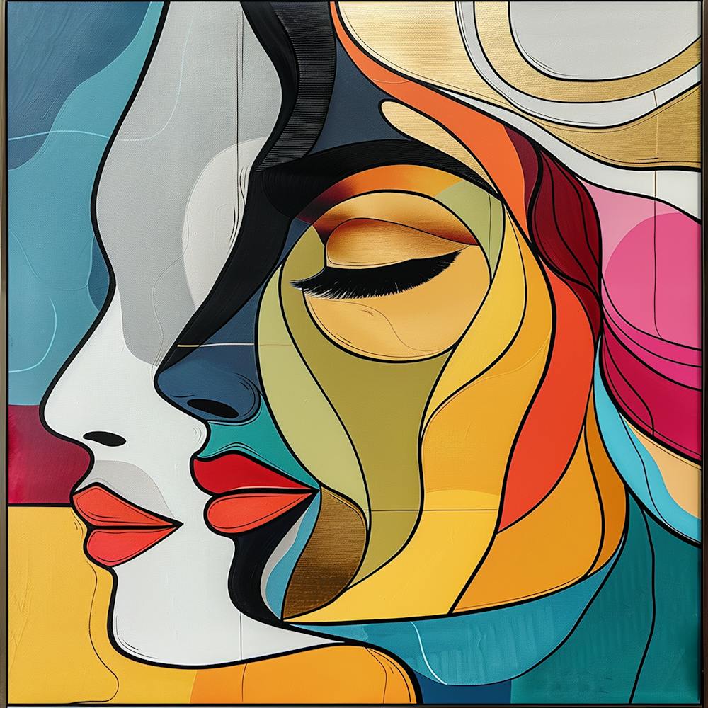 Woman'S Face 1 - colorful cubism, cubism, cubist art,    abstract art, abstract painting  city wall art, colorful wall art, home decor, minimal art, modern wall art, wall art, wall decoration, wall print colourful wall art, decor wall art, digital art, di