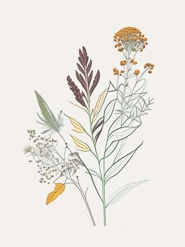 Boneset Spices And Herbs Minimal Line Drawing 3
