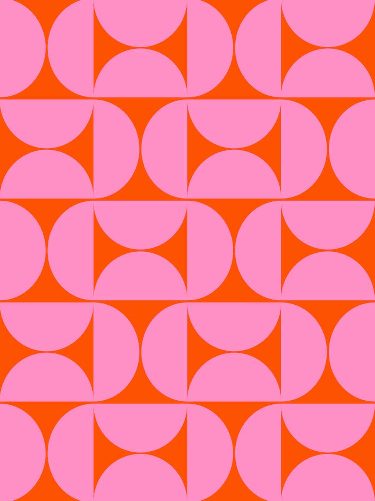 Mid Century Modern Pink And Orange