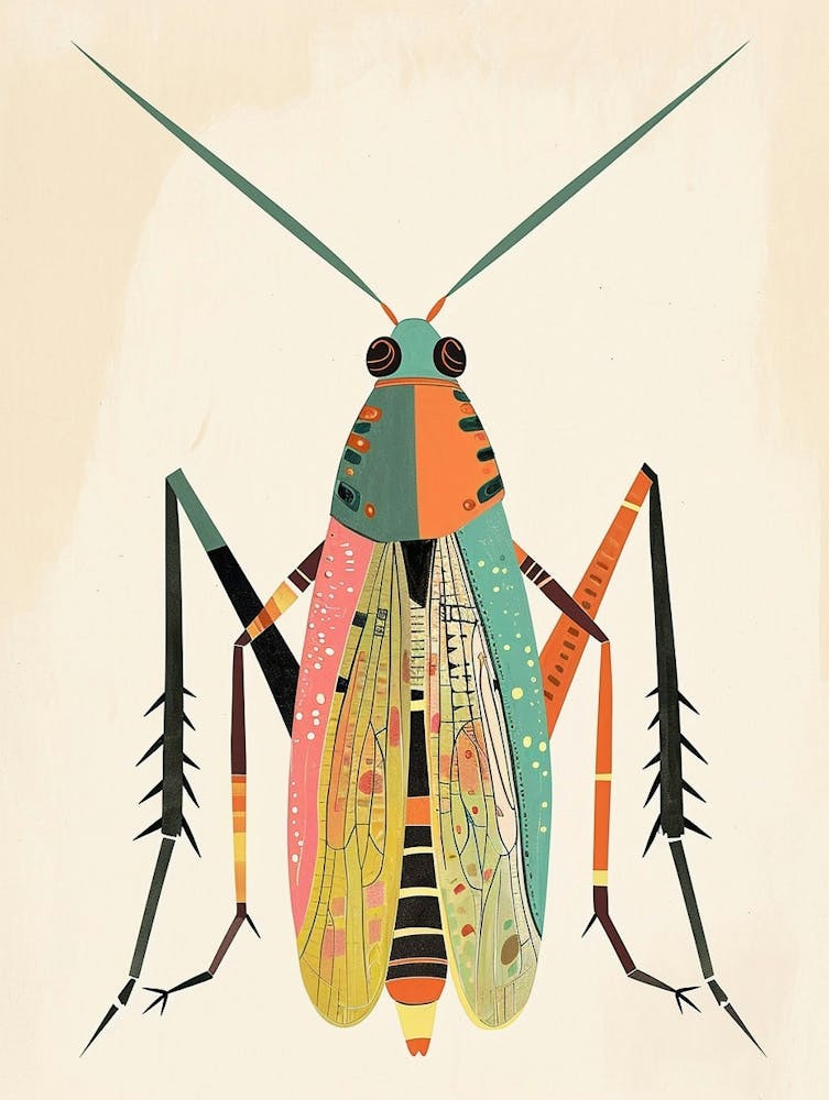 Colourful Insect Illustration Cricket 15