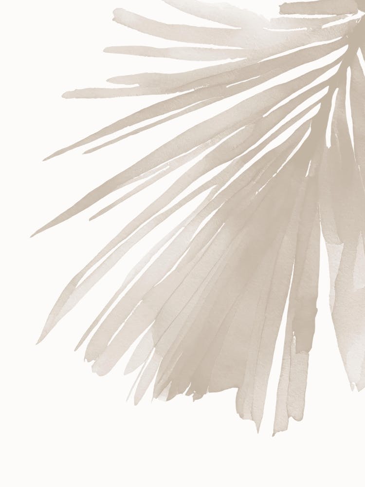 Boho Botanical Art, Beige Abstract Palm Leaf, Minimalist 2