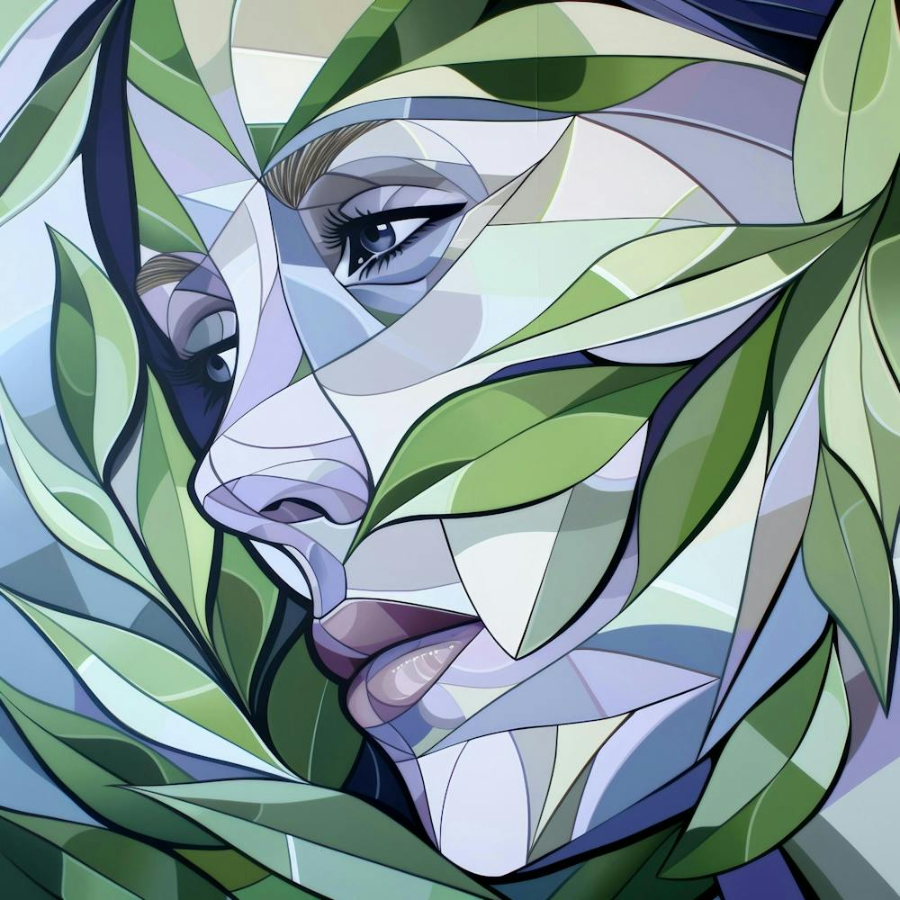 Abstrait D'une Femme Aux Feuilles 1