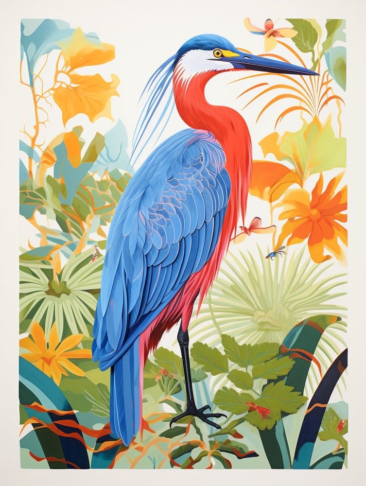 Colourful Bird Painting Great Blue Heron 3