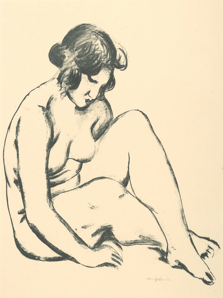 Sitting Female Nude, Mikuláš Galanda