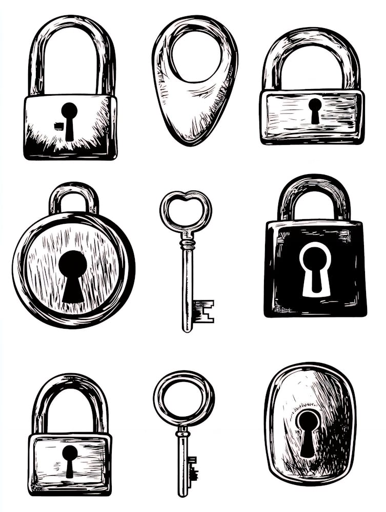Sketch Of Padlocks
