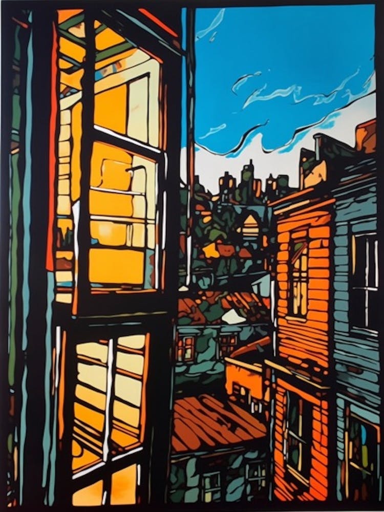 A Window View Of San Francisco In The Style Of Pop Art 1