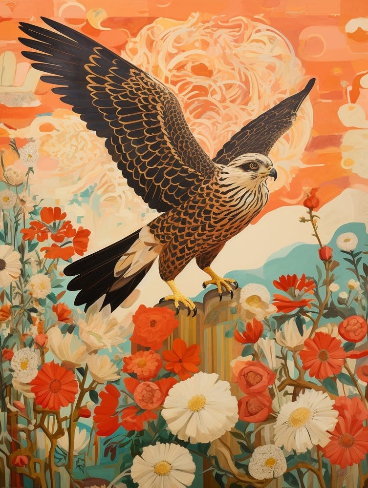 Faucon 4 - Peinture d'oiseau détaillée