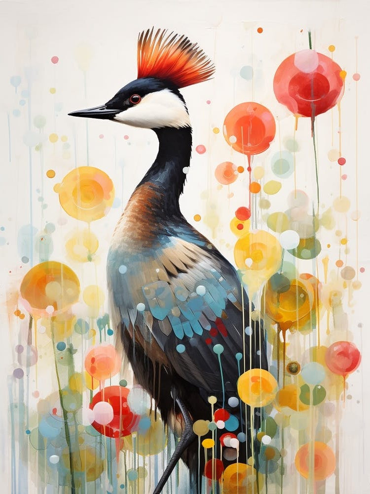 Bird Painting Collage Grebe 2