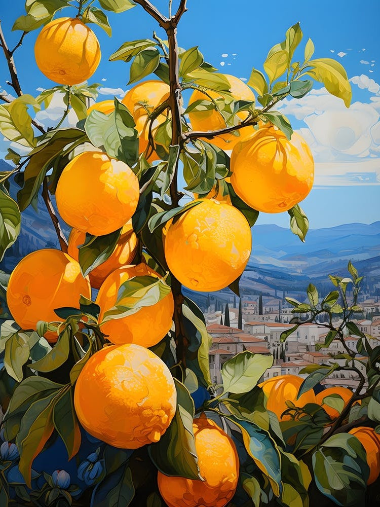 Valencia Oranges On The Tree