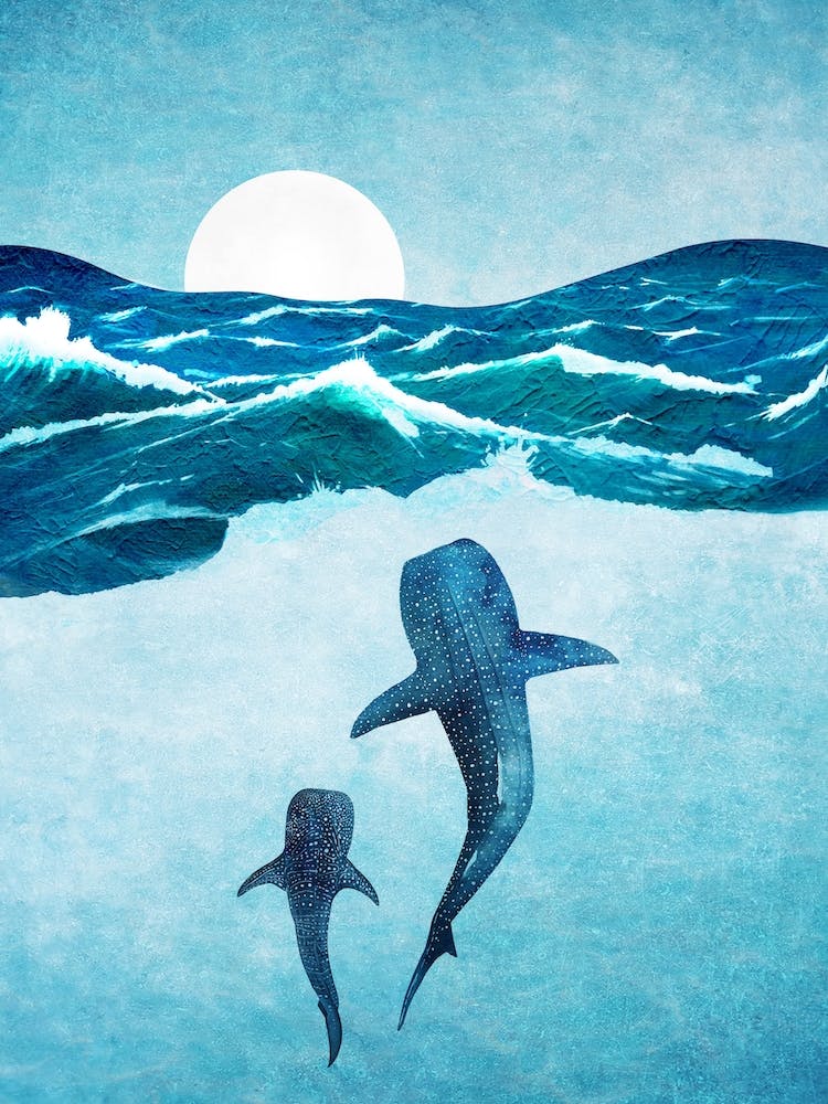 Whale Print, Whale shark Print, Whales Ocean Art, New Baby Gift, Ocean Poster, Blue Whale Print, Nautical Poster, Ocean Wall Art, Home Print