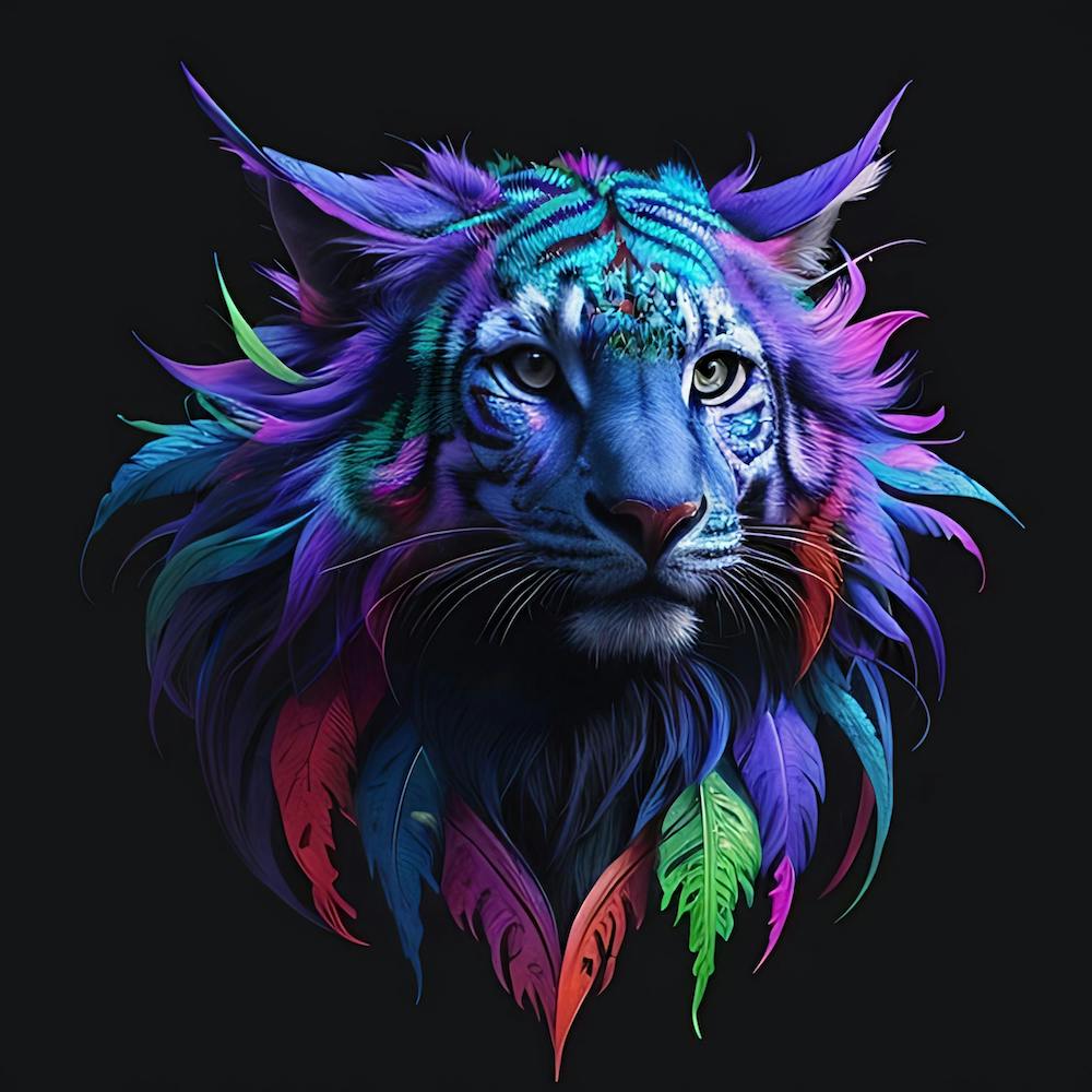 Colorful Tiger doodle art multicolour