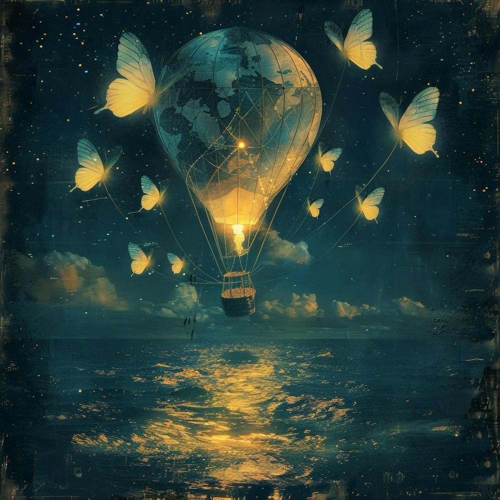 Hot Air Balloon With Butterflies 5