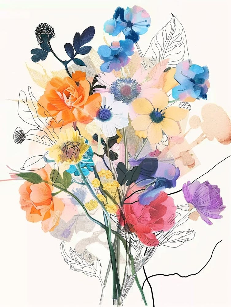 Scabiosa Collage Flower Bouquet