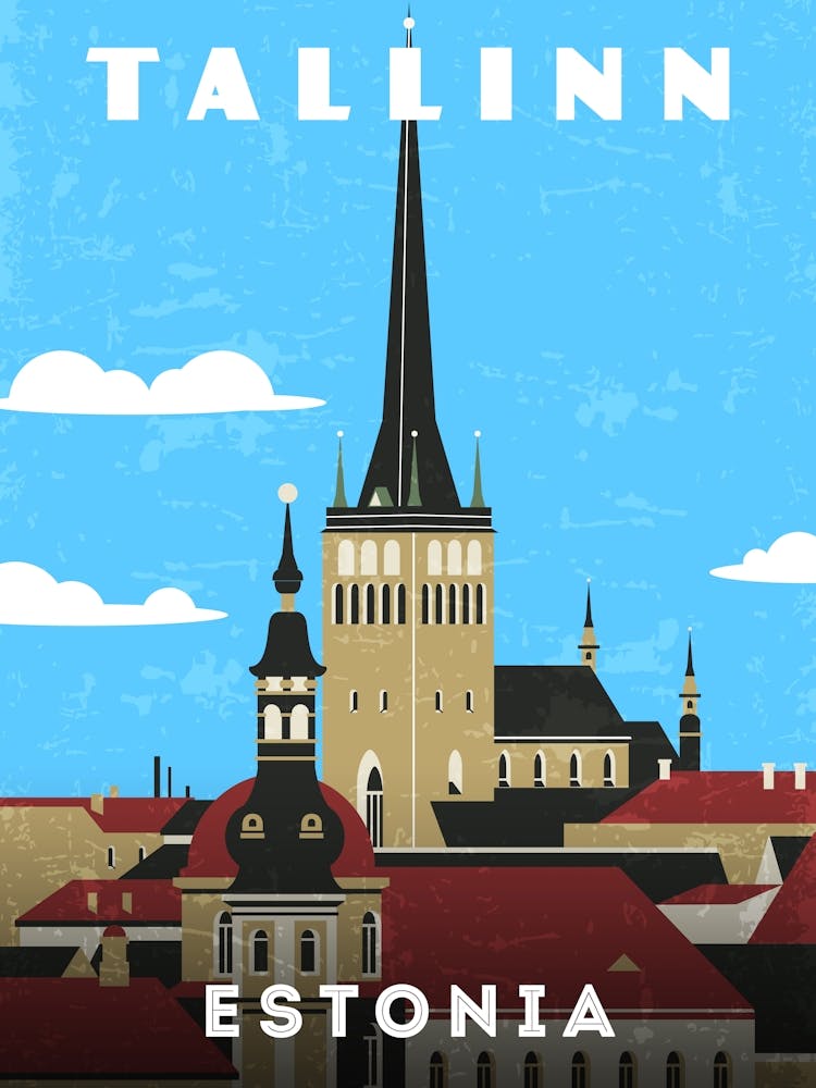 Tallinn, Estonia — Retro travel minimalist poster