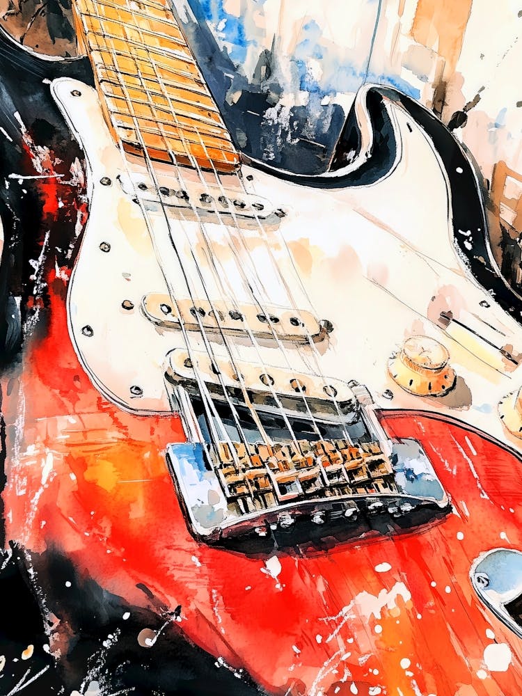Watercolor Guitar Painting