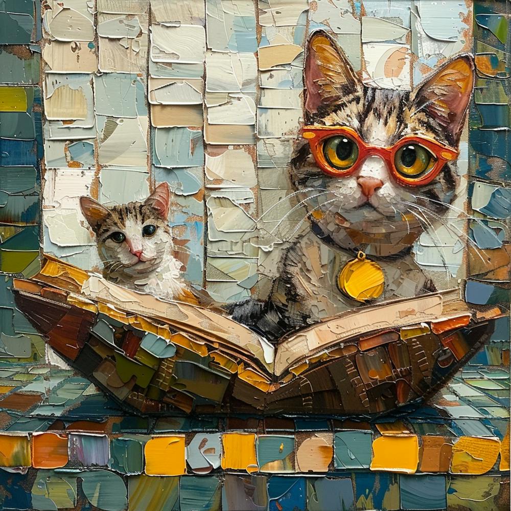Cat Reading Book