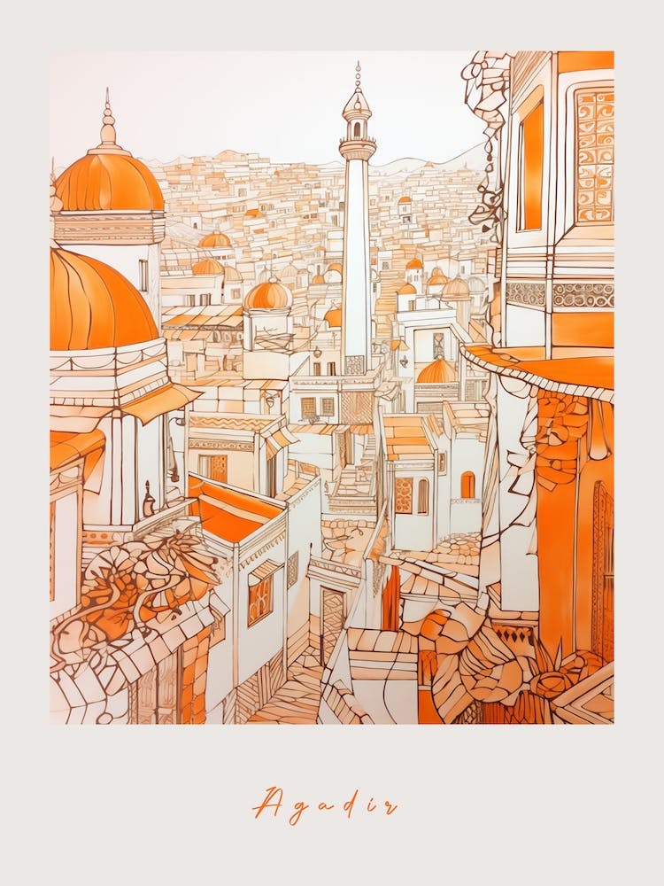 Agadir Morocco 2 Orange Drawing Poster