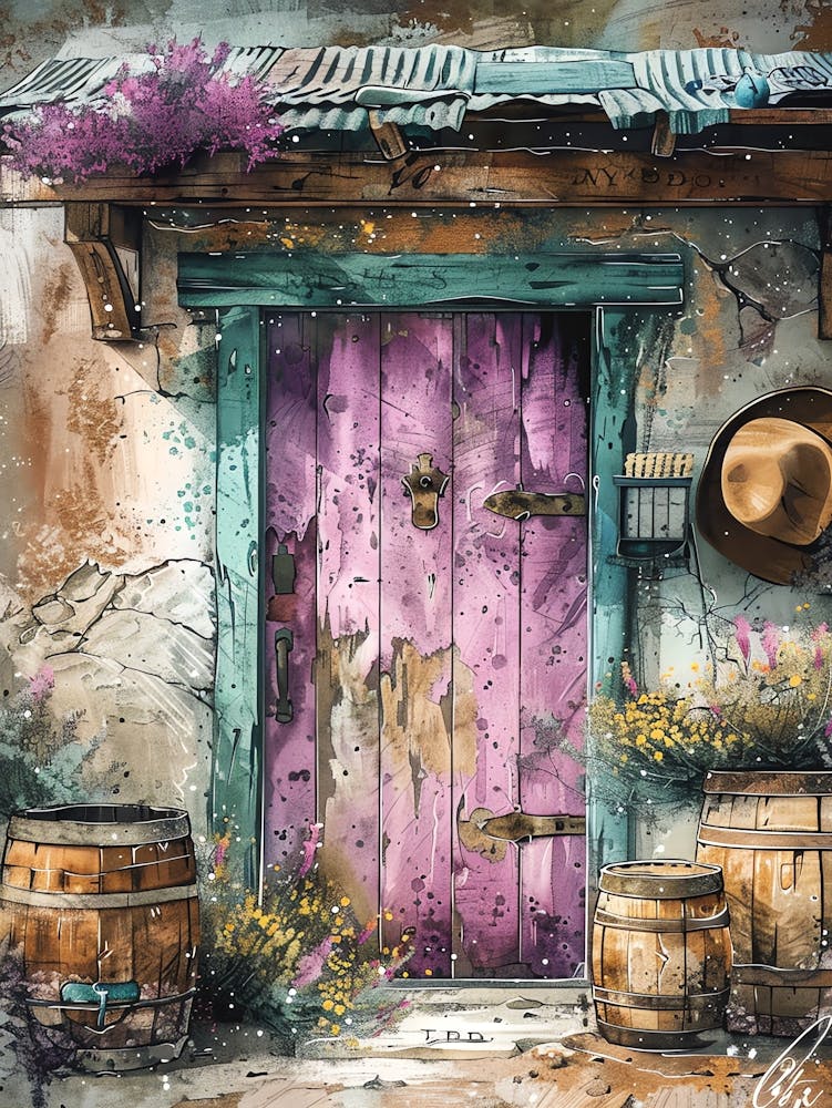 Country Rustic Purple Door