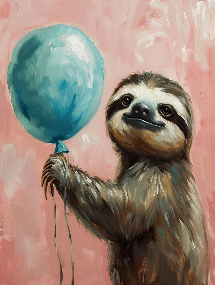 Cute Sloth 3 With Balloon