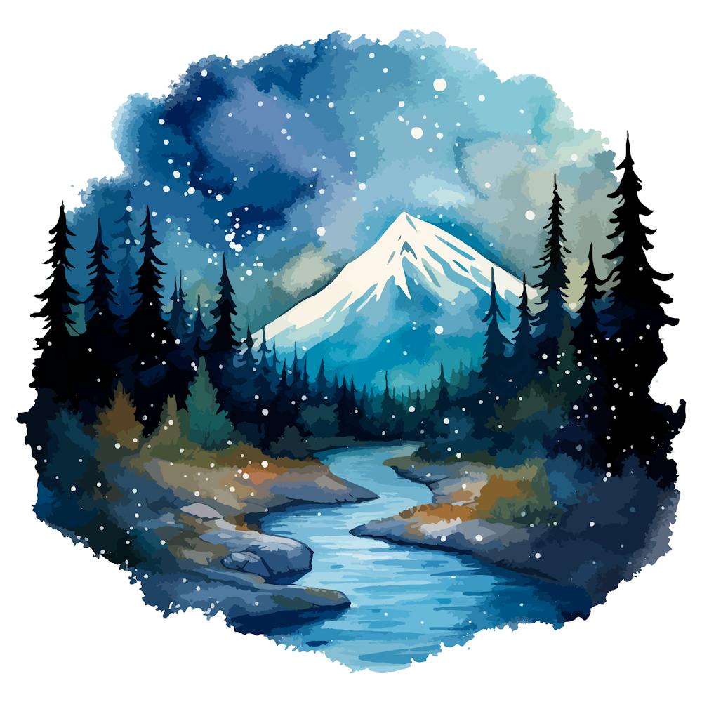 Watercolor Mountain Landscape 6