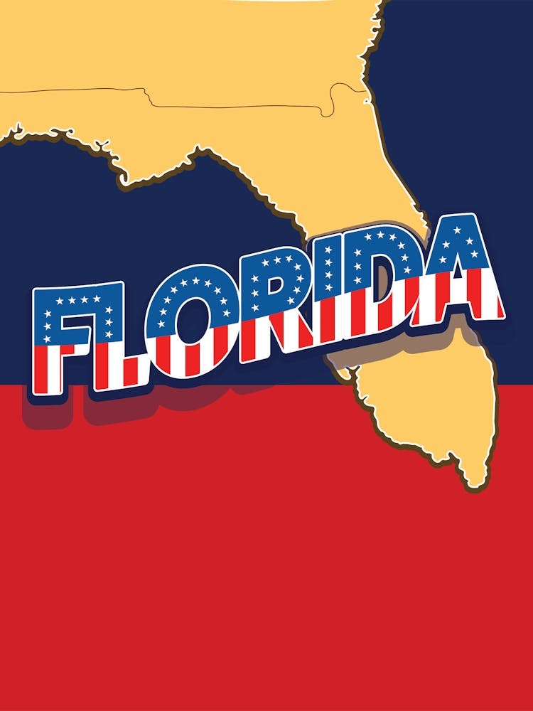 Florida Map 1950s Vacation
