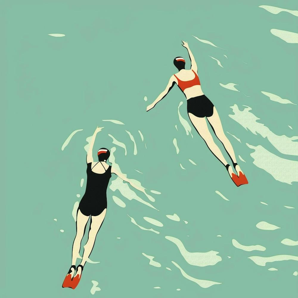 Two Swimmers In The Water