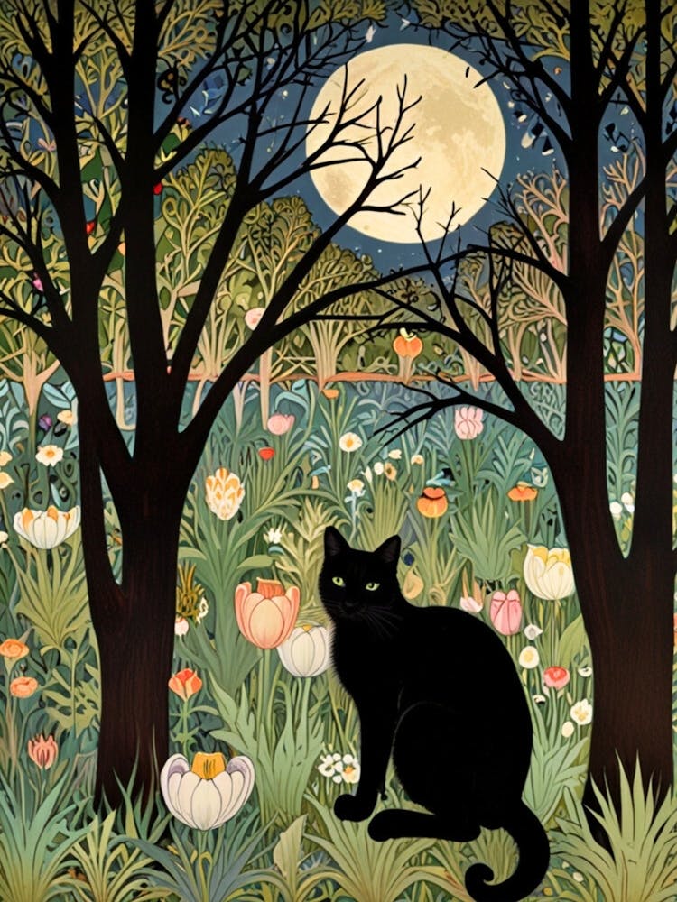William Morris Cat In The Moonlight 20