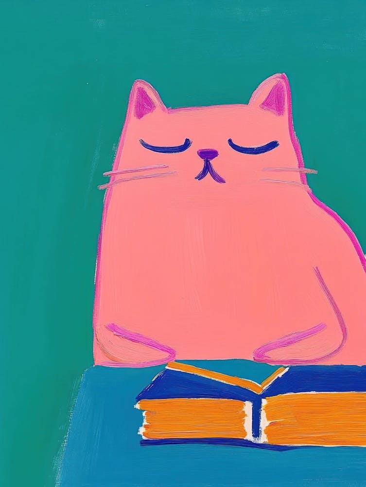 Cat Reading Book