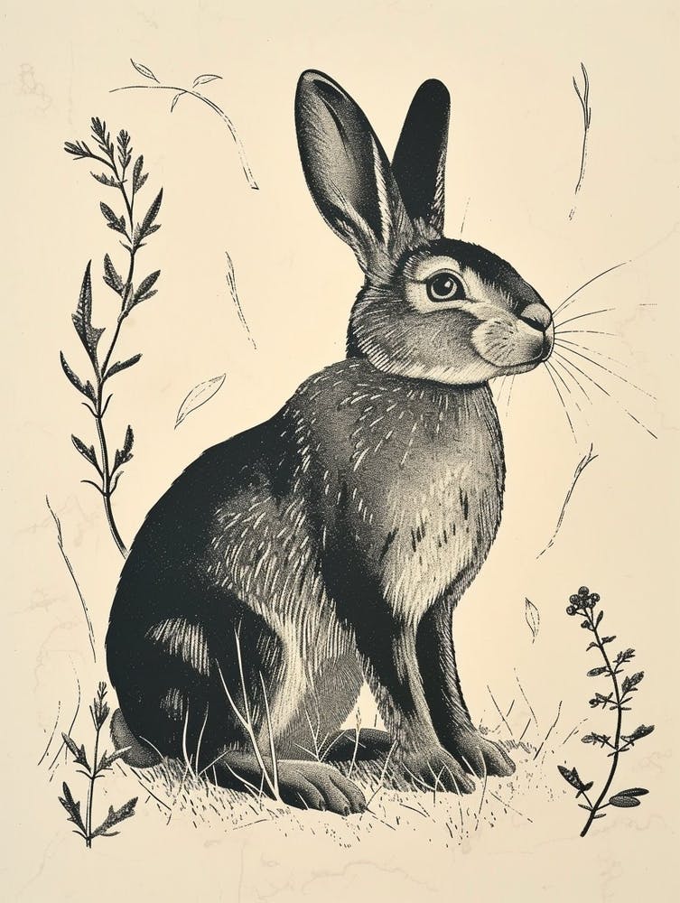 Argente Blockprint Rabbit Illustration 1