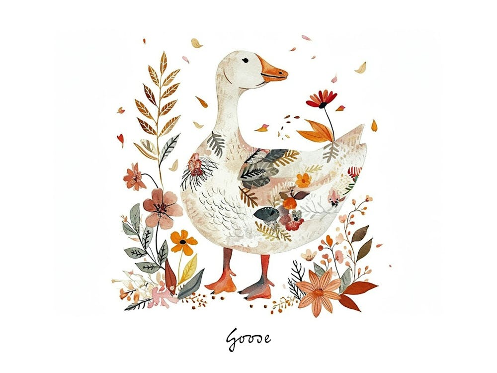 Little Floral Goose 3 Poster
