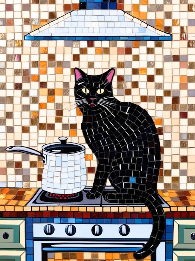 Black Cat On Stove 3