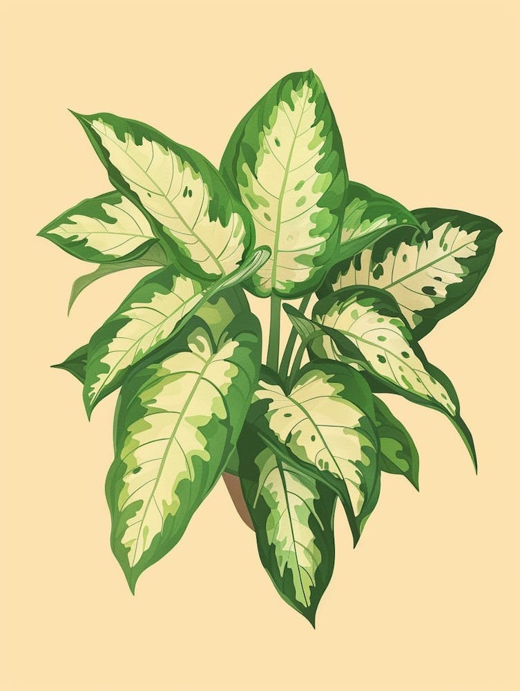 Dieffenbachia Plant Minimalist Illustration 6