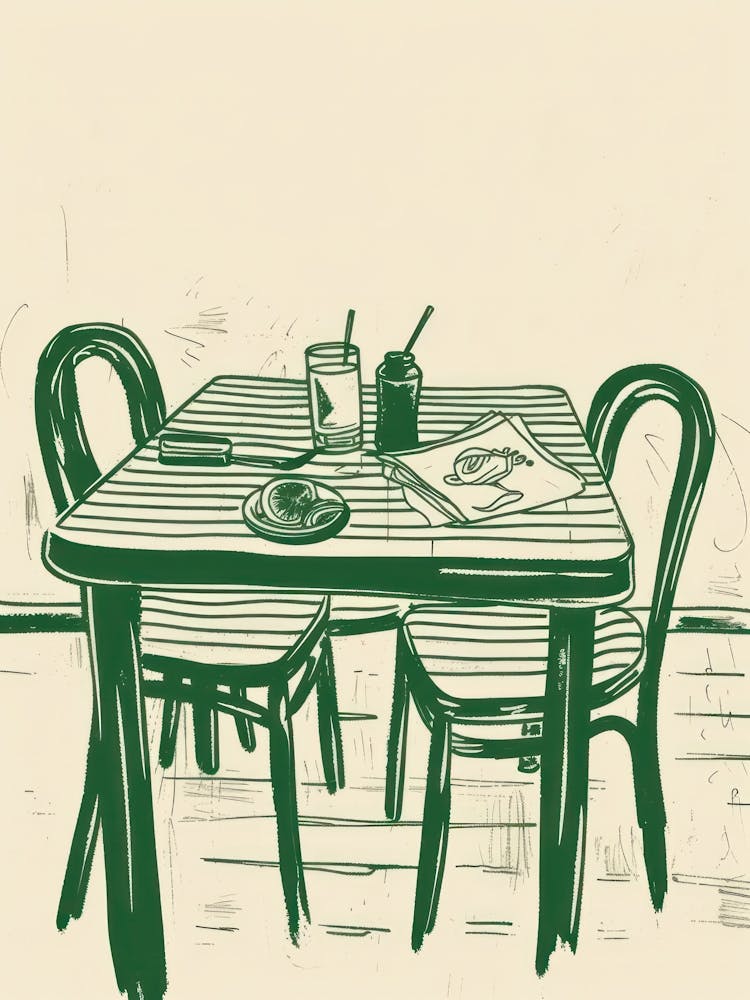Sommerliches leichtes Mittagessen Grüne Linienkunst Illustration