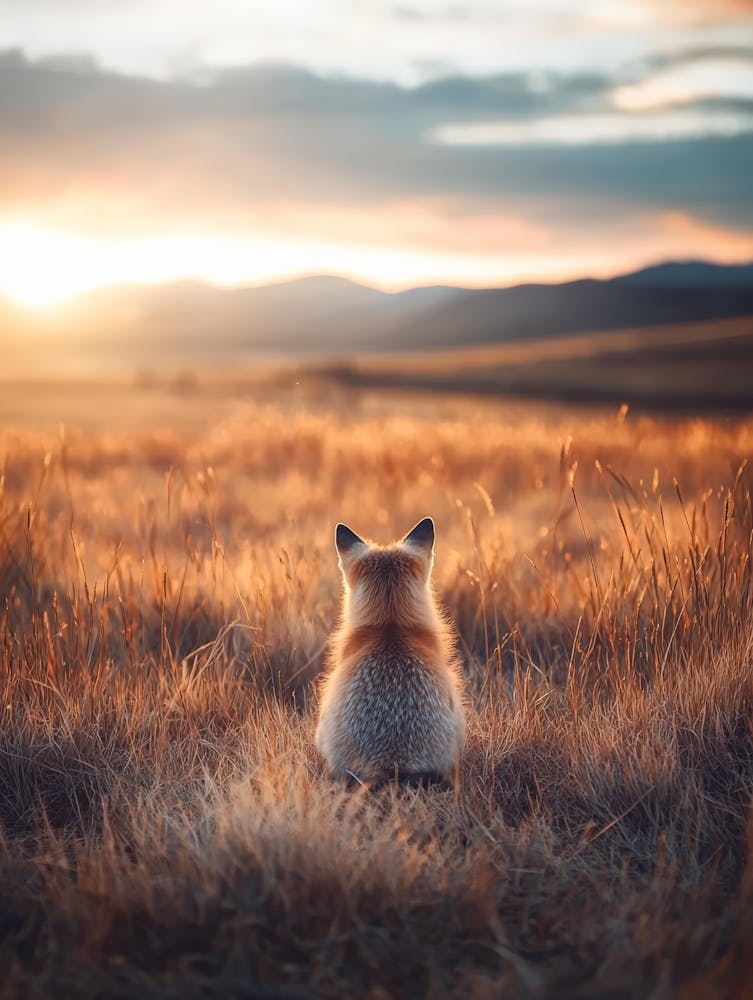 Fox In The Grass. Generated AI. 1