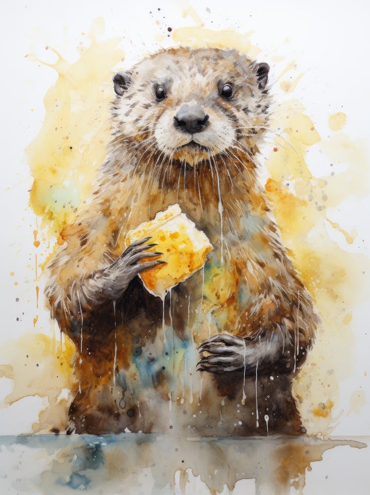 Otter Eating Bread 1