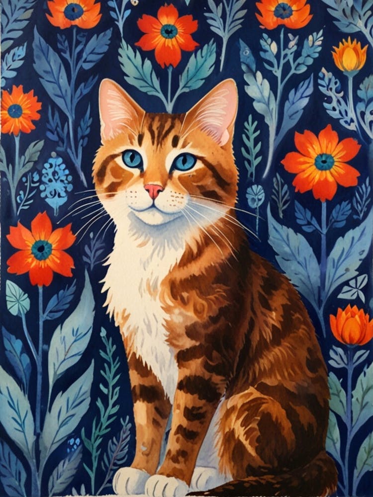 Cat In Flowers 4